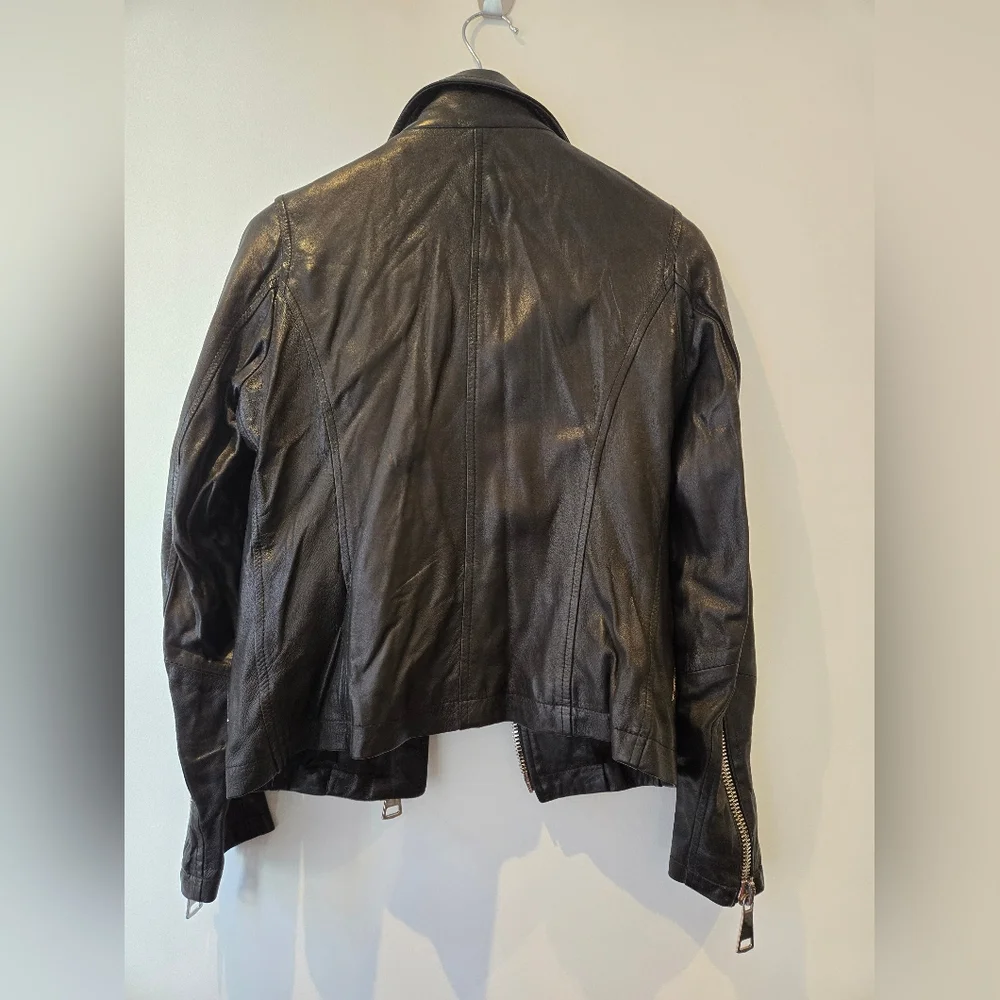 Peruzzi Leather Moto Jacket Size 38 - Picture 10 of 11